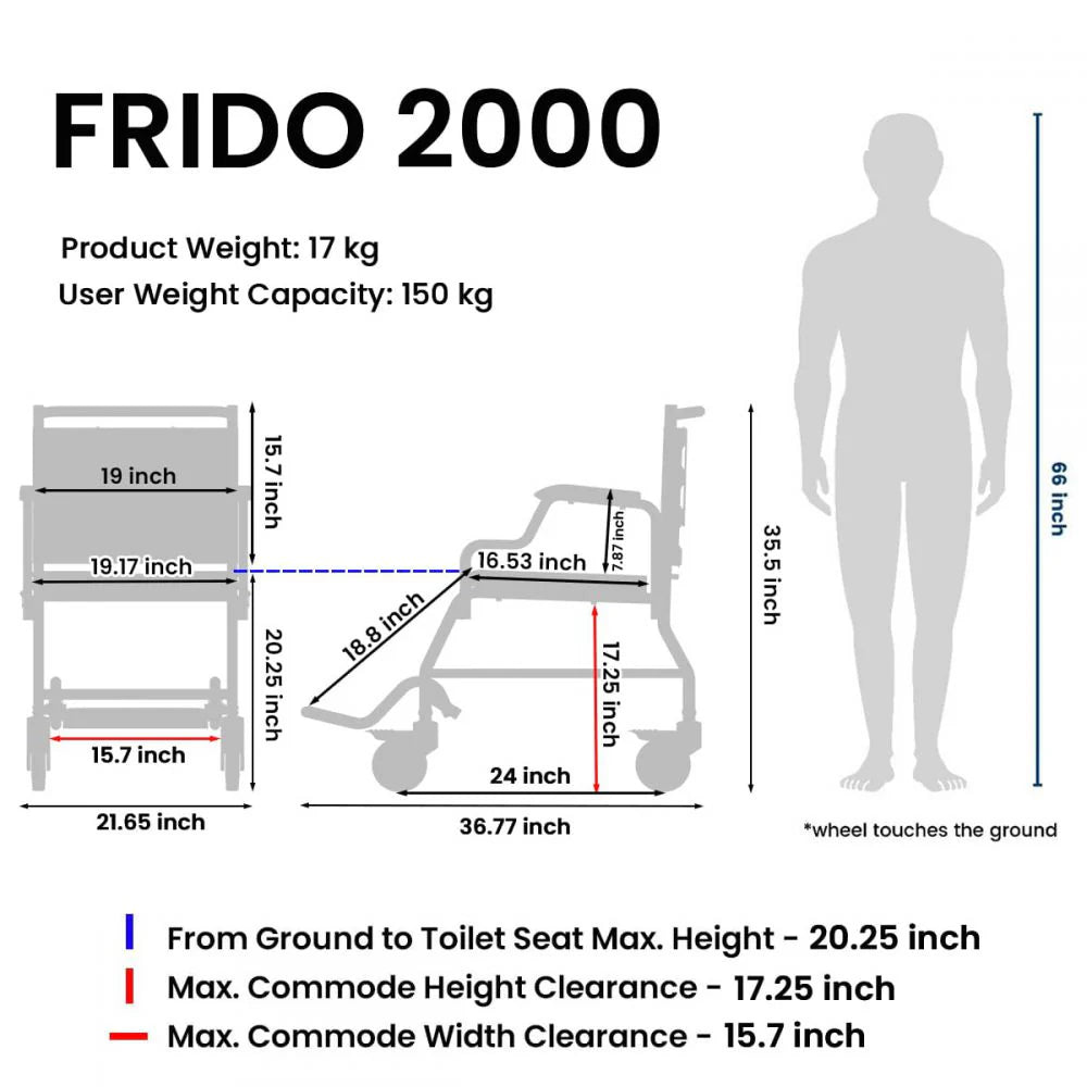 Frido - 2000 Commode Wheelchair (with Top Seat)