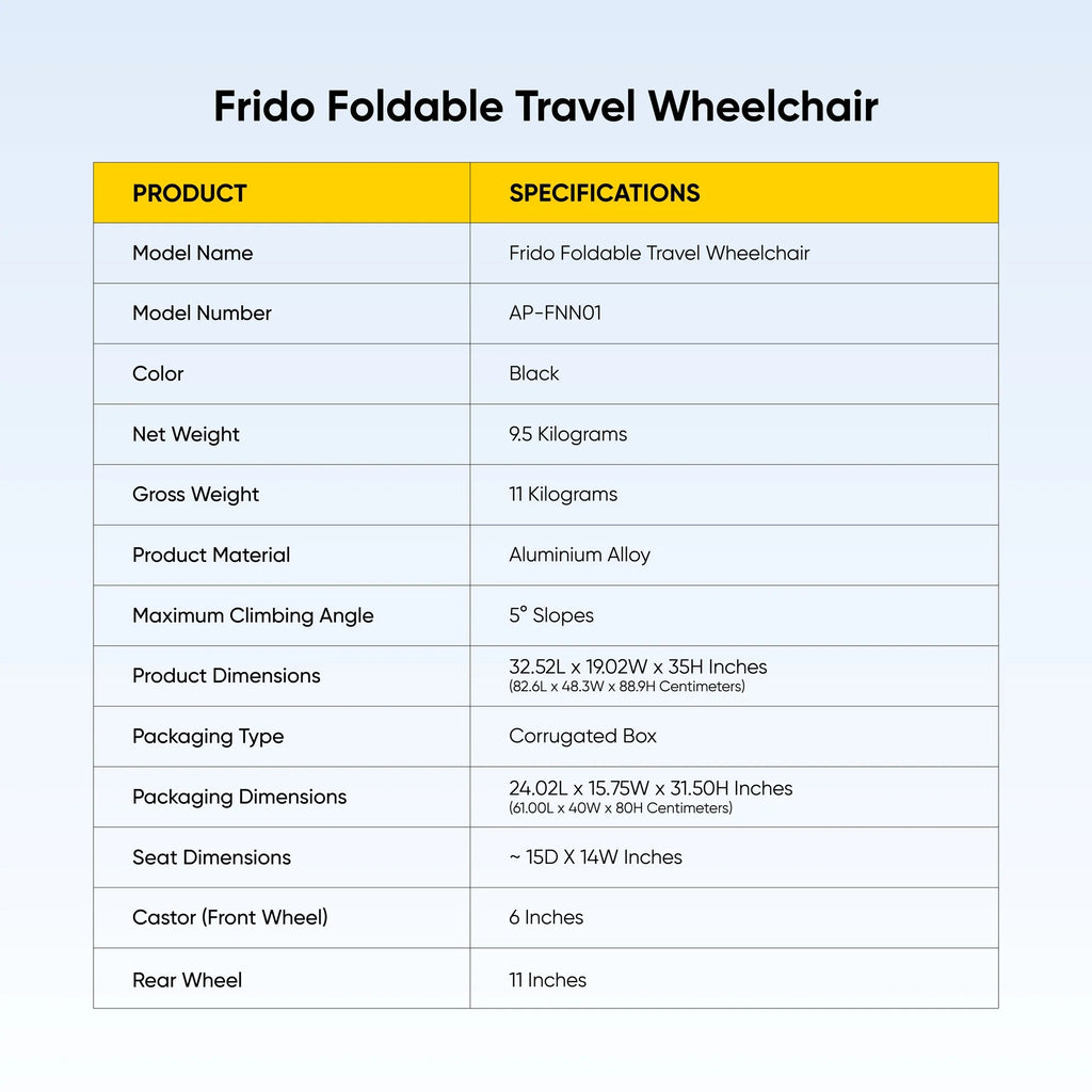 Frido Foldable Travel Wheelchair