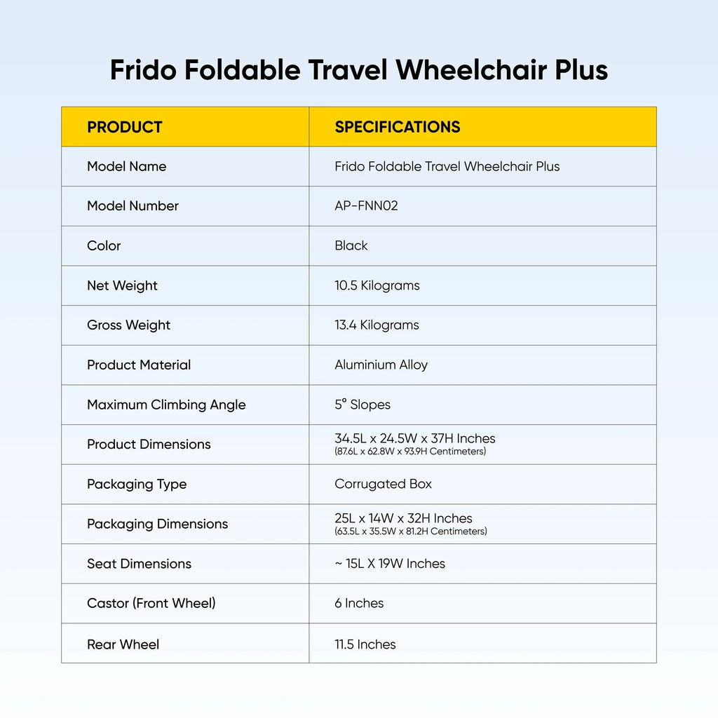 Frido Foldable Travel Plus Wheelchair