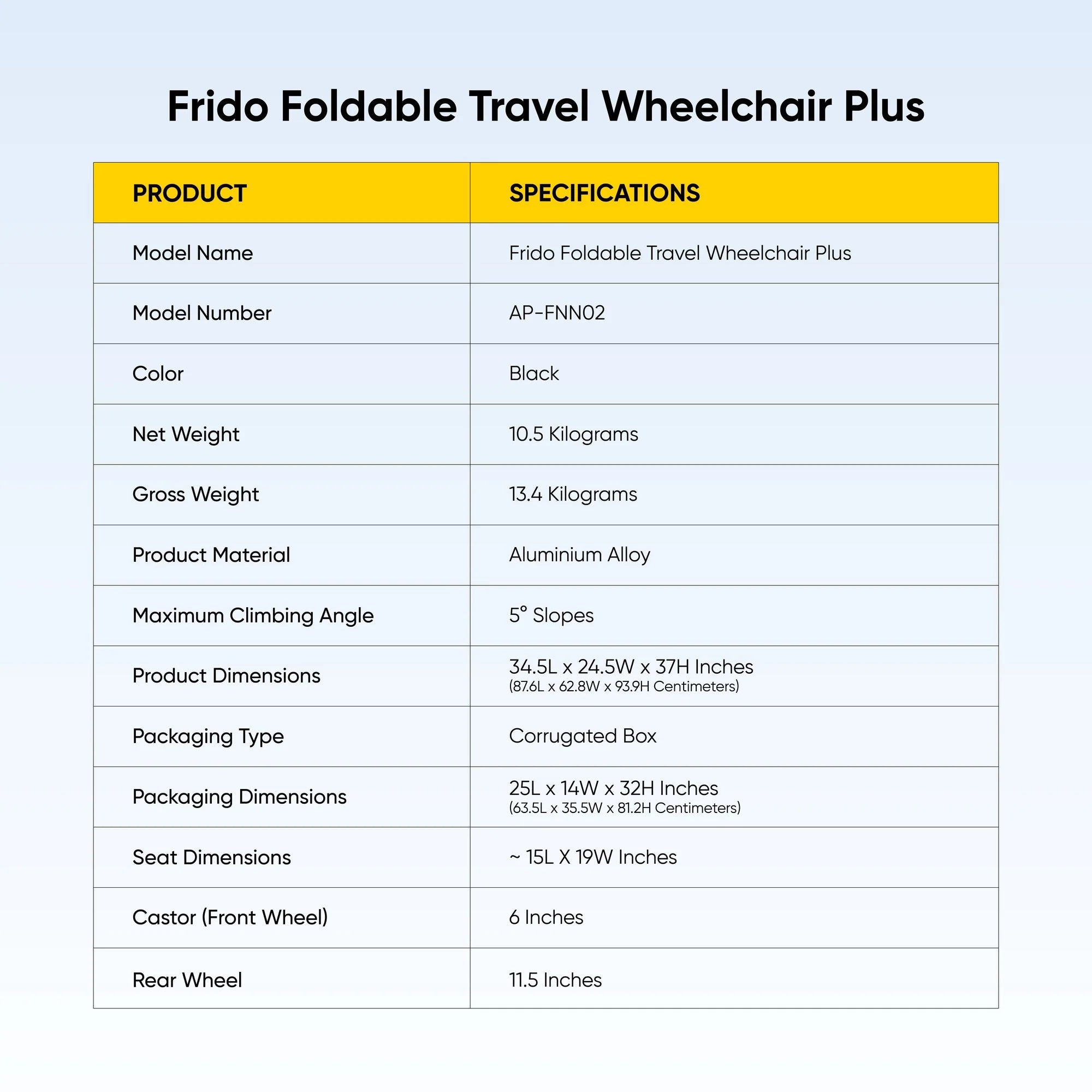 Frido Foldable Travel Plus Wheelchair