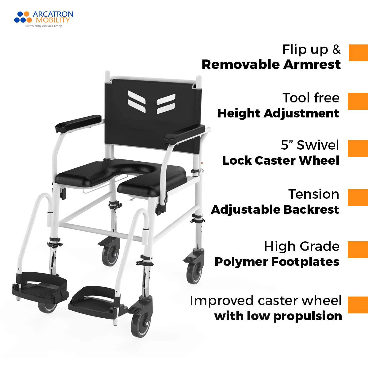 Prime FPA007 | Attendant Propelled Shower Commode Wheelchair