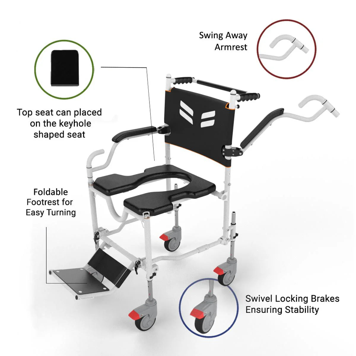 GO Attendant Propelled | Travel and Shower Commode Wheelchair